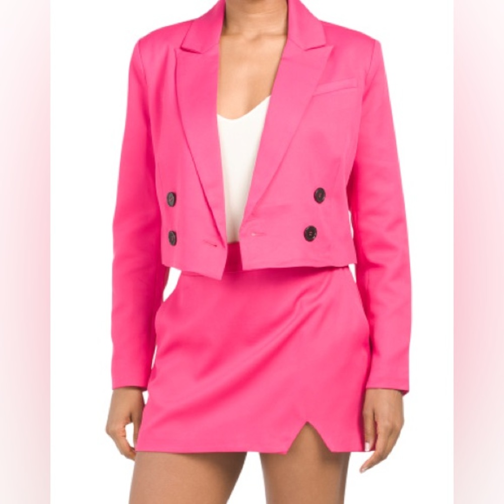 Hot Pink Blazer Skirt Set - Large